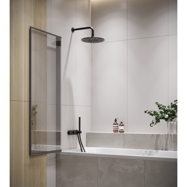 Badplaats Badwand medal 60 x 140 cm zwart badscherm draaibaar 5 mm dik - 3181194 large