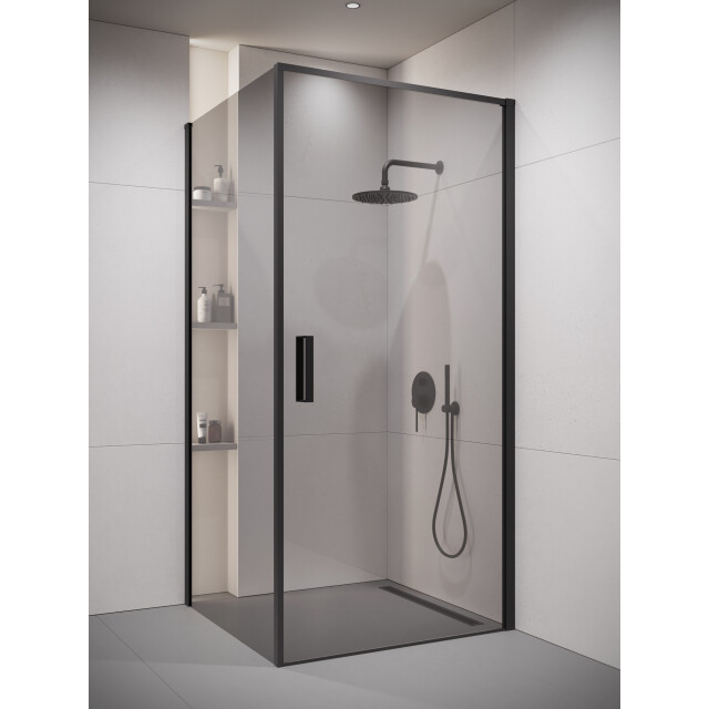 Badplaats Douchecabine alava 80 x 80 x 190 cm zwart douchewand met draaideur 3180954 large