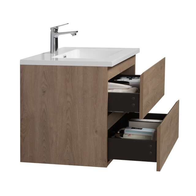 Badplaats Badkamermeubel set angela 80cm kastanje eiken badmeubel met 3193345 large