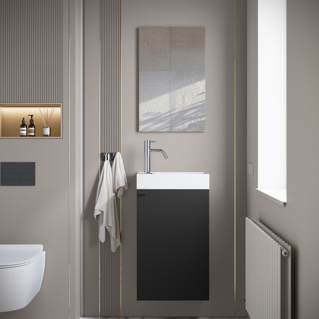 Badplaats Toiletmeubel apollo 40 x 22 cm mat zwart fonteinmeubel met 3180924 large