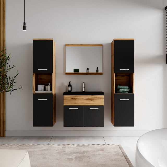 Badplaats Badkamermeubel set montreal xl 60 x 35 cm eiken met zwart - 3182781 large