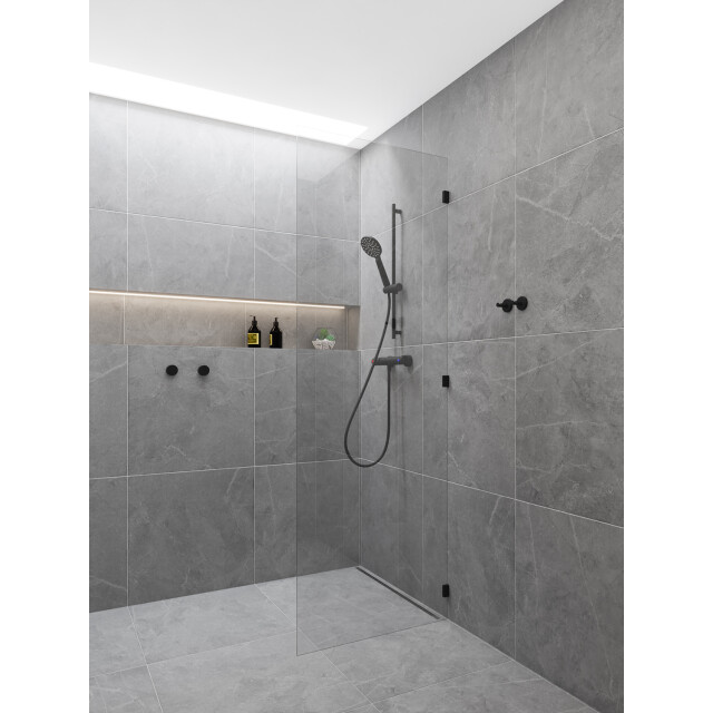 Luzzo ® flower black doucheset thermostaatkraan met glijstang - 3047802 large