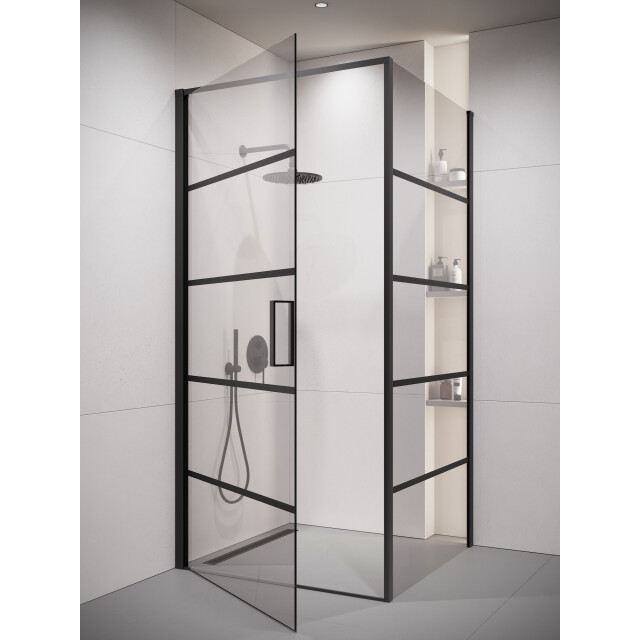 Badplaats Douchecabine alava 80 x 80 x 190 cm zwart met lijnen douchewand 3192181 large