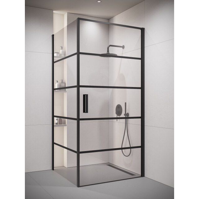 Badplaats Douchecabine alava 80 x 80 x 190 cm zwart met lijnen douchewand 3192181 large