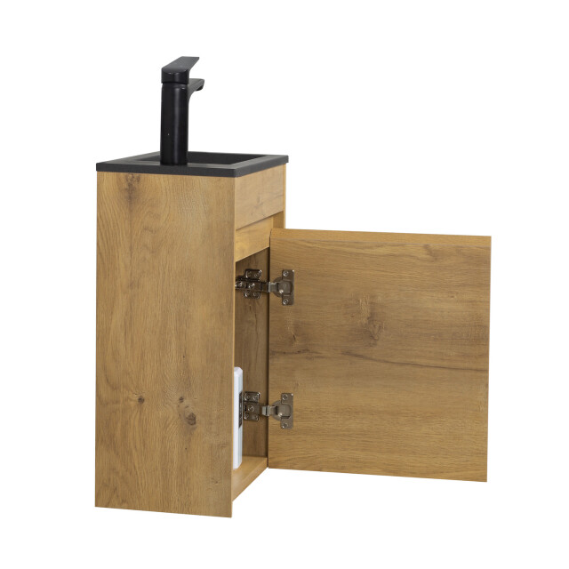 Badplaats Toiletmeubel sinta 40 x 22 cm eiken fonteinmeubel met zwarte 3181181 large