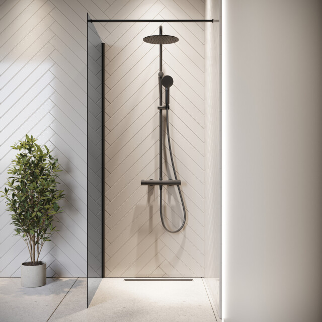 Badplaats Douchewand rizani 100 x 200 cm zwart – getint rookglas inloopdouche 3181241 large