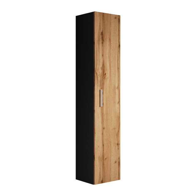 Badplaats Badkamerkast pluto 30 x 30 x 150 cm eiken met zwart -hangende 3181182 large