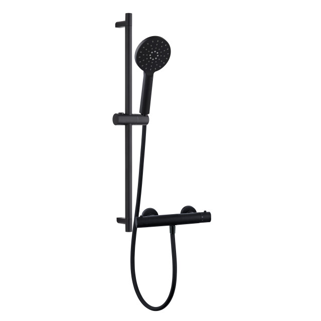Luzzo ® flower black doucheset thermostaatkraan met glijstang - 3047802 large