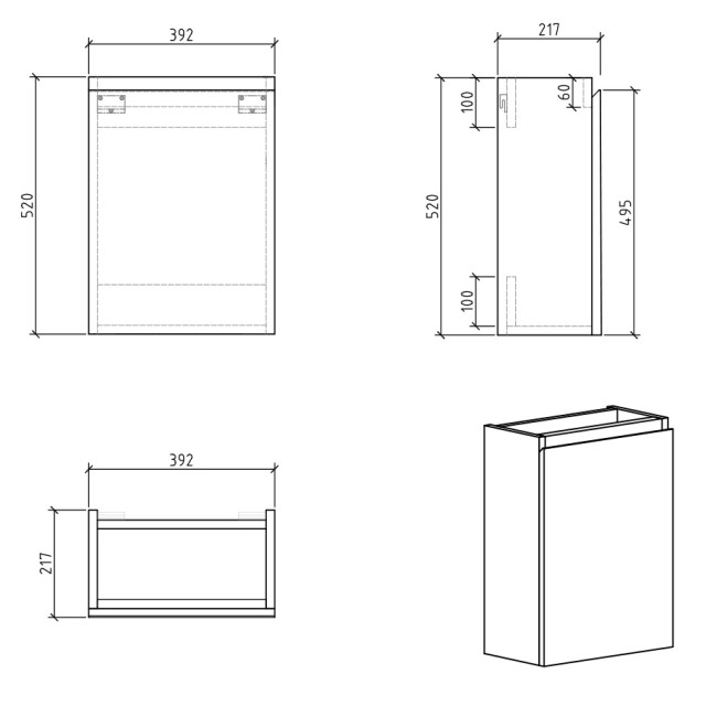 Badplaats Toiletmeubel angela 40 x 22 cm hoogglans fonteinmeubel met 3181183 large
