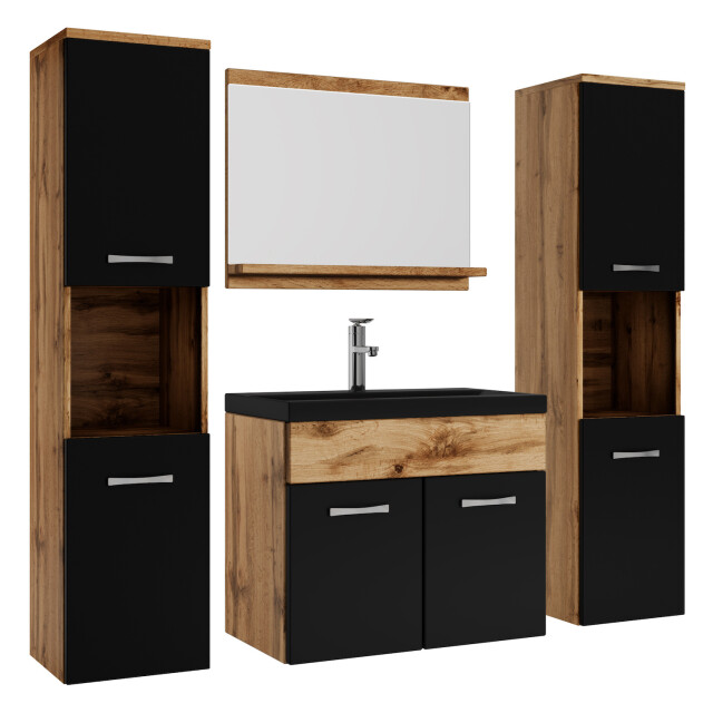 Badplaats Badkamermeubel set montreal xl 60 x 35 cm eiken met zwart - 3182781 large