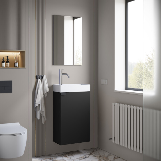 Badplaats Toiletmeubel apollo 40 x 22 cm mat zwart fonteinmeubel met 3180924 large