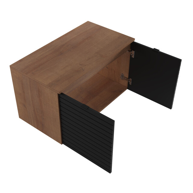Badplaats Wastafel onderkast dover 80 x 44 x 46 cm eiken met zwart – hangend 3180874 large
