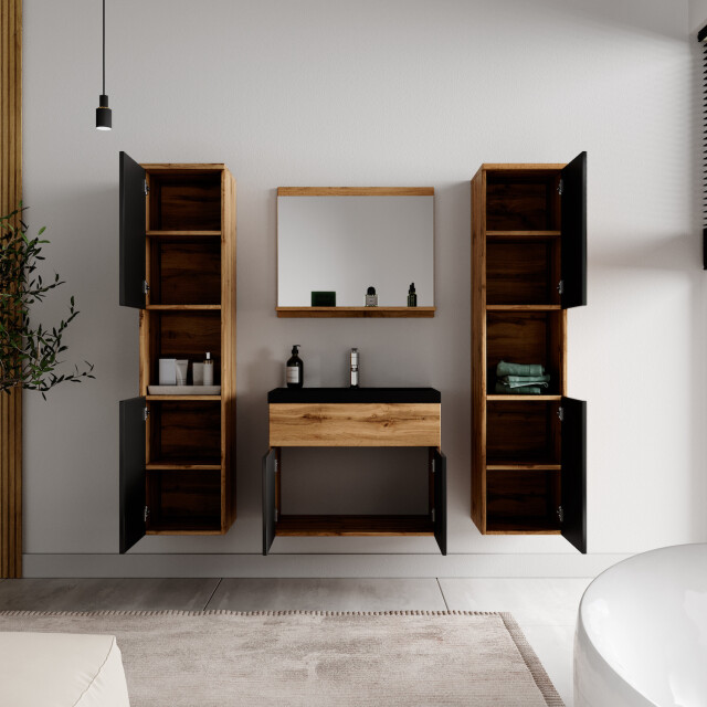 Badplaats Badkamermeubel set montreal xl 60 x 35 cm eiken met zwart - 3182781 large
