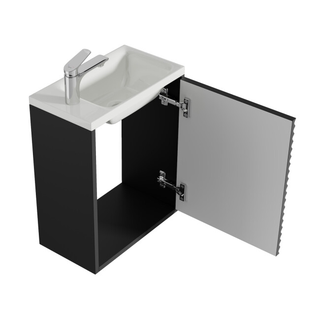 Badplaats Toiletmeubel etna 40 x 22 cm mat zwart fonteinmeubel met wastafel 3180960 large