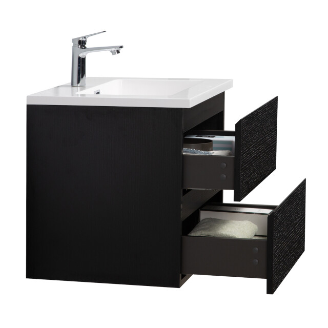 Badplaats Badkamermeubel set angela 60cm zwart houtnerf badmeubel met 3195791 large