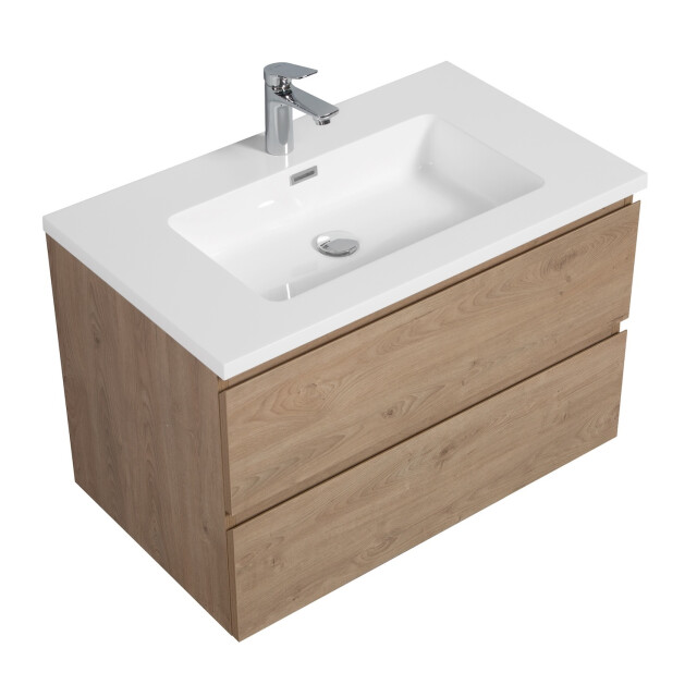 Badplaats Badkamermeubel set angela 80cm kastanje eiken badmeubel met 3193345 large