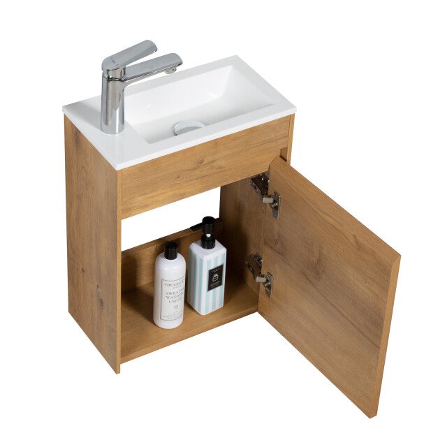Badplaats Toiletmeubel sinta 40 x 22 cm eiken fonteinmeubel met witte 3181184 large