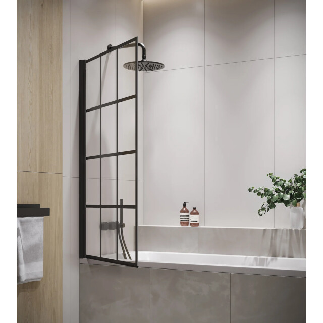Badplaats Badwand riad 80 x 140 cm zwart badscherm draaibaar 5 mm dik - 3181425 large