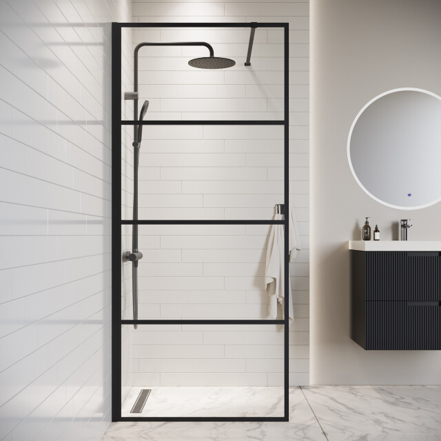 Badplaats Douchewand essos 70 x 200 cm zwart – inloopdouche 8 mm 3181230 large