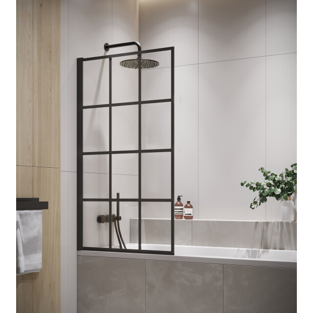 Badplaats Badwand riad 80 x 140 cm zwart badscherm draaibaar 5 mm dik - 3181425 large