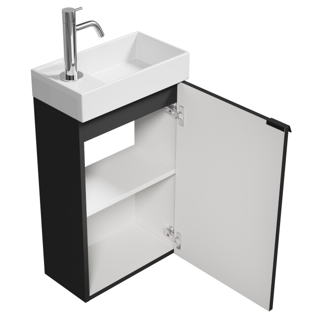 Badplaats Toiletmeubel apollo 40 x 22 cm mat zwart fonteinmeubel met 3180924 large