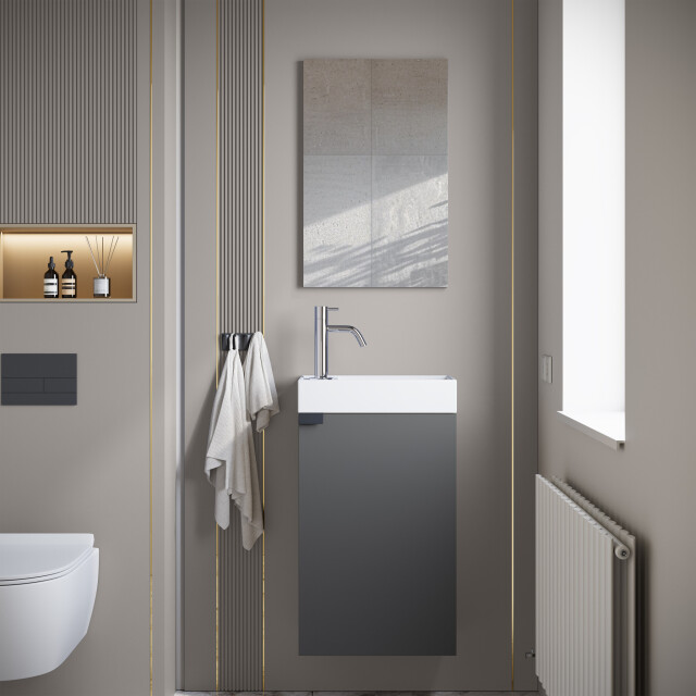 Badplaats Toiletmeubel apollo 40 x 22 cm antraciet fonteinmeubel met 3180982 large
