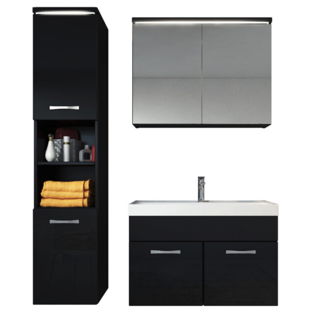 Badplaats Badkamermeubel set paso 80 x 40 cm zwart hoogglans badmeubel met 3181361 large