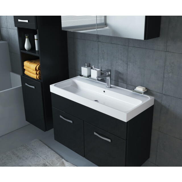 Badplaats Badkamermeubel set paso 80 x 40 cm zwart hoogglans badmeubel met 3181361 large