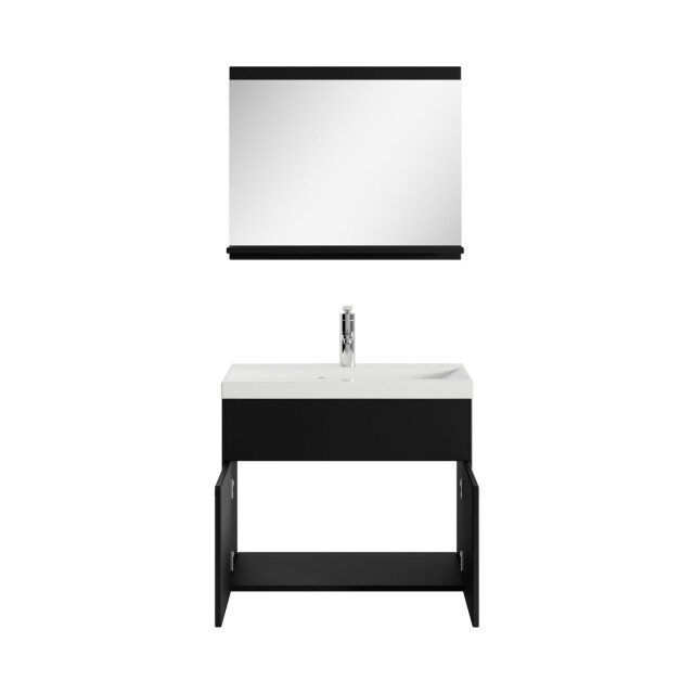 Badplaats Badkamermeubel montreal set 02 60 x 35 cm mat zwart badmeubel met 3181403 large