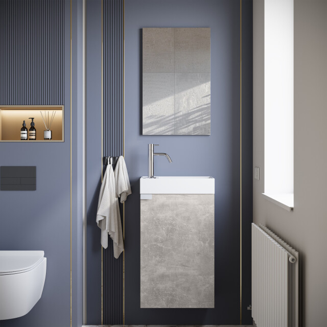 Badplaats Toiletmeubel apollo 40 x 22 cm beton grijs fonteinmeubel met 3180981 large