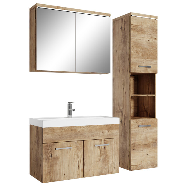 Badplaats Badkamermeubel set paso 80 cm kastanje badmeubel met 3181091 large