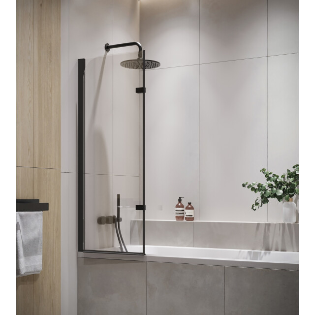 Badplaats Badwand austin 110 x 140 cm zwart badscherm draaibaar 5 mm dik - 3181204 large