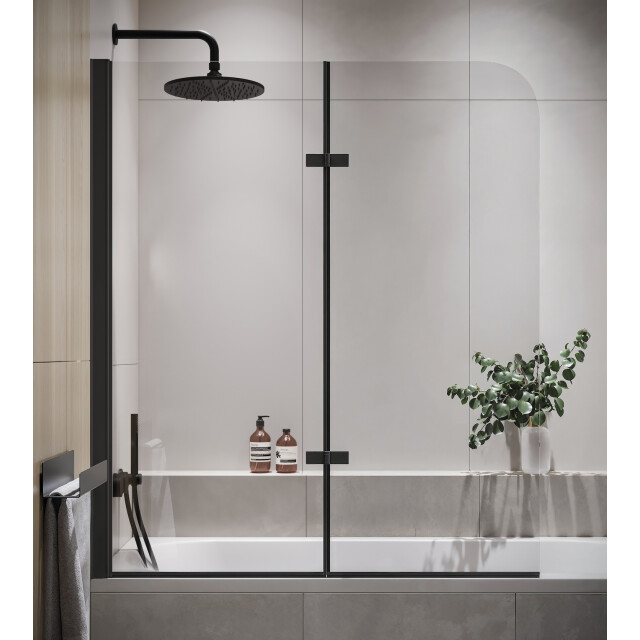 Badplaats Badwand austin 110 x 140 cm zwart badscherm draaibaar 5 mm dik - 3181204 large