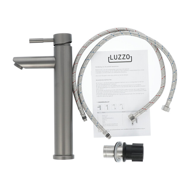 Luzzo ® como gun metal hoog rvs wastafelkraan hoog grijs 3047858 large