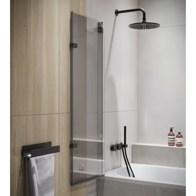 Badplaats Badwand austin 110 x 140 cm zwart badscherm draaibaar 5 mm dik - 3181204 large