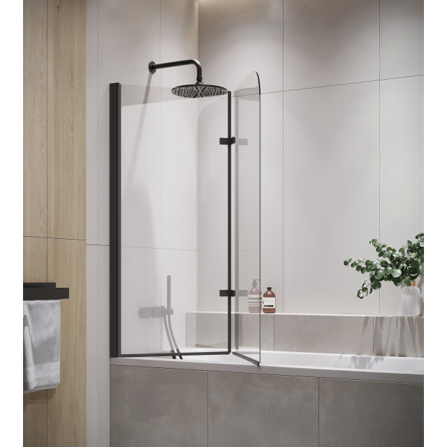 Badplaats Badwand austin 110 x 140 cm zwart badscherm draaibaar 5 mm dik - 3181204 large