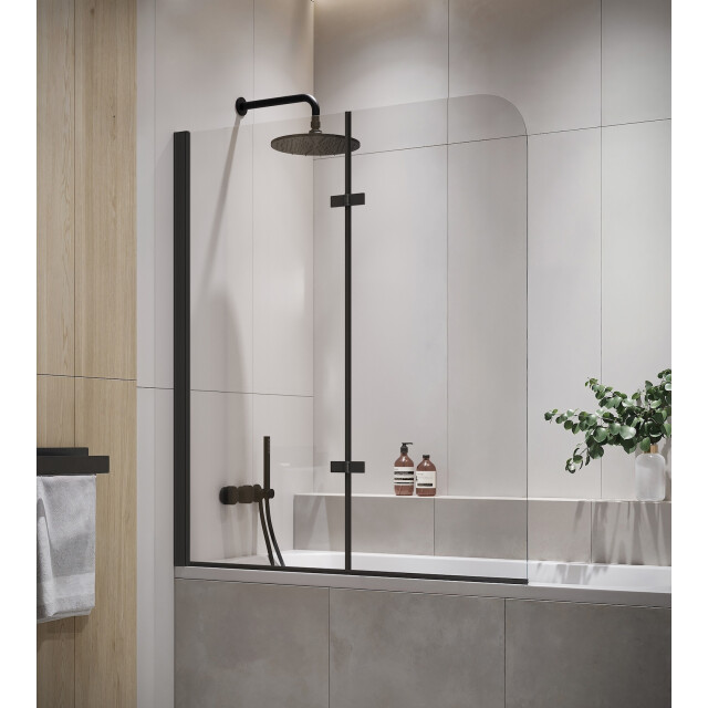 Badplaats Badwand austin 110 x 140 cm zwart badscherm draaibaar 5 mm dik - 3181204 large