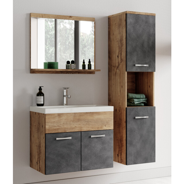 Badplaats Badkamermeubel set montreal 60 cm kastanje eiken met donker grijs - 3181082 large