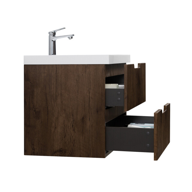 Badplaats Badkamermeubel set thermis 80cm rose wood badmeubel met wastafel 3193349 large