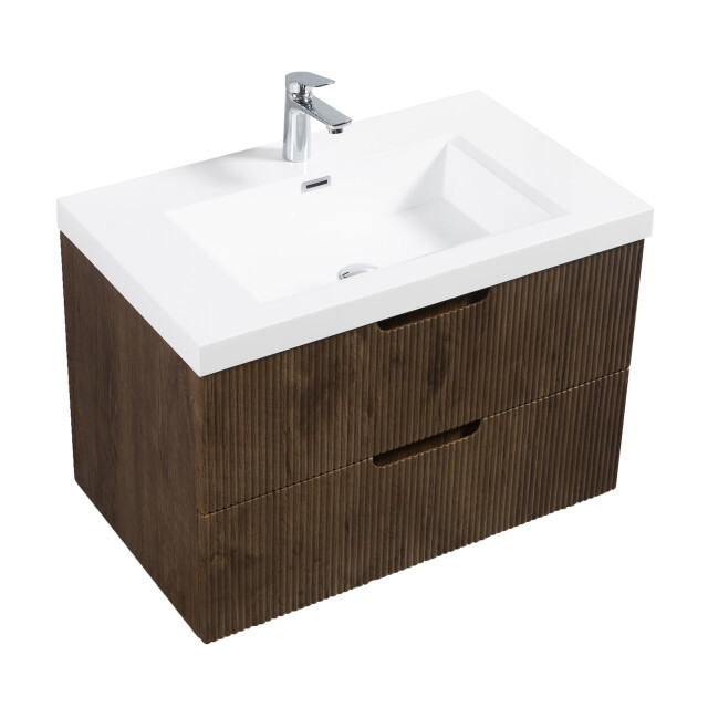 Badplaats Badkamermeubel set thermis 80cm rose wood badmeubel met wastafel 3193349 large