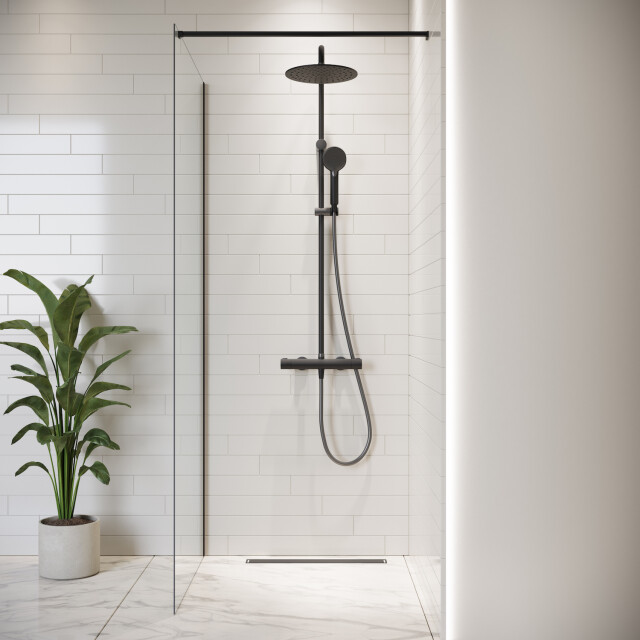 Badplaats Douchewand florida 50 x 200 cm zwart – inloopdouche 8 mm 3181254 large