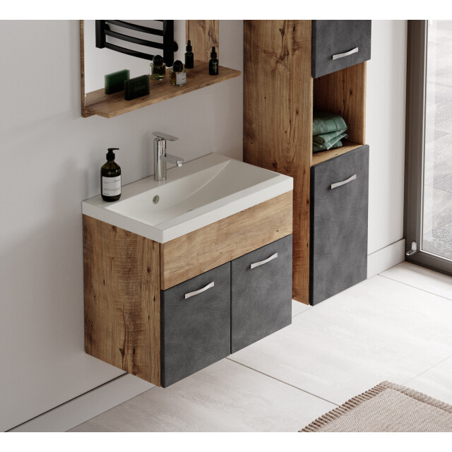 Badplaats Badkamermeubel set montreal 60 cm kastanje eiken met donker grijs - 3181082 large