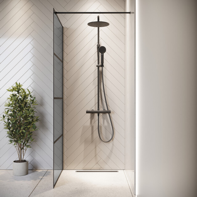 Badplaats Douchewand essos 80 x 200 cm zwart – inloopdouche 8 mm getint 3192187 large