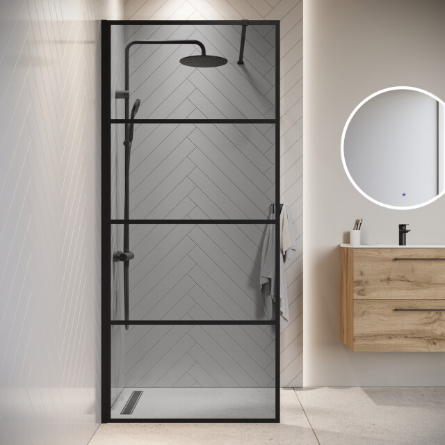 Badplaats Douchewand essos 80 x 200 cm zwart – inloopdouche 8 mm getint 3192187 large