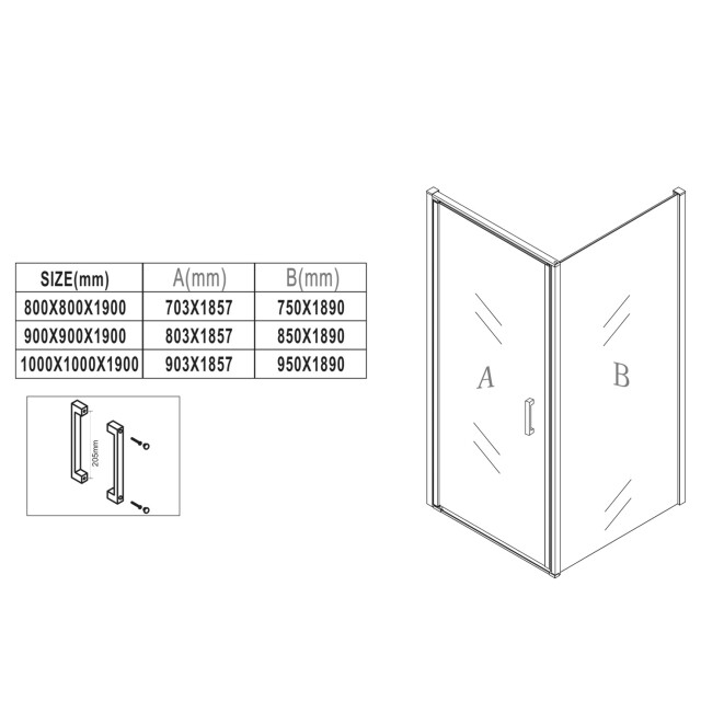 Badplaats Douchecabine alava 100 x 100 x 190 cm chroom douchewand met 3192180 large