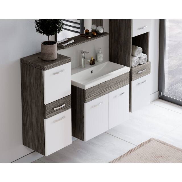 Badplaats Badkamermeubel set alba 60 x 35 cm grijs eiken met wit badmeubel 3181412 large