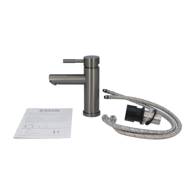 Luzzo ® como gun metal rvs wastafelkraan laag zilver 3047856 large