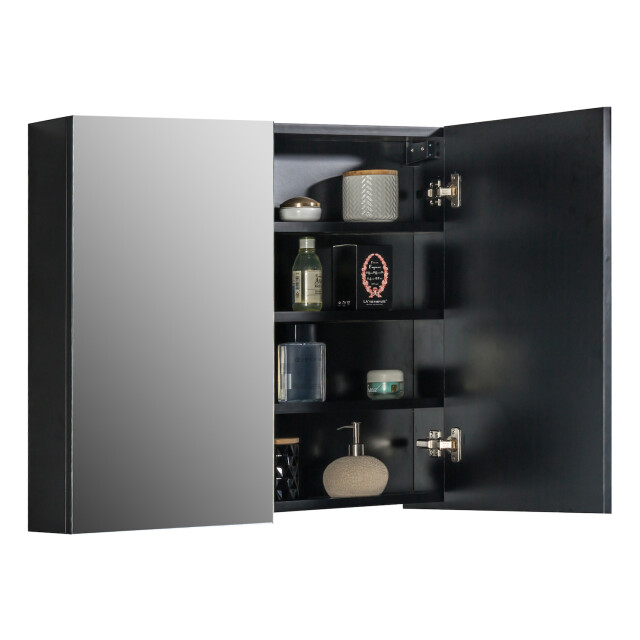 Badplaats Badkamerkast cuba 80 x 16 x 70 cm mat zwart spiegelkast badkamer 3181022 large