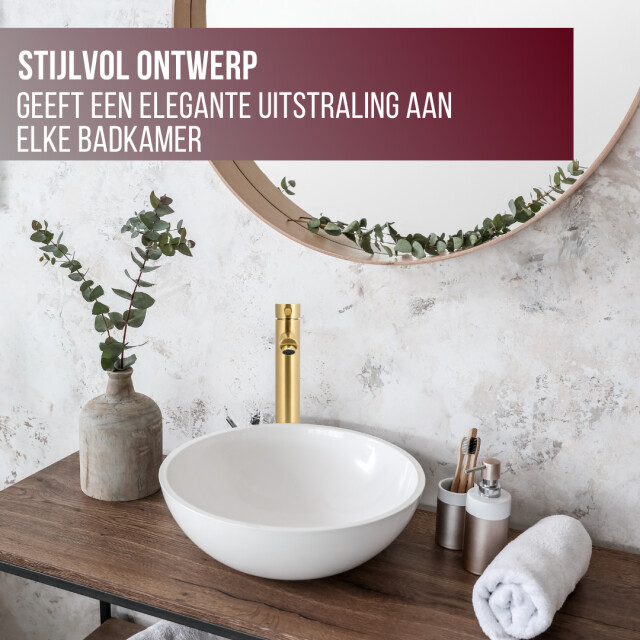 Luzzo ® como brushed brass hoog rvs wastafelkraan hoog - 3047854 large