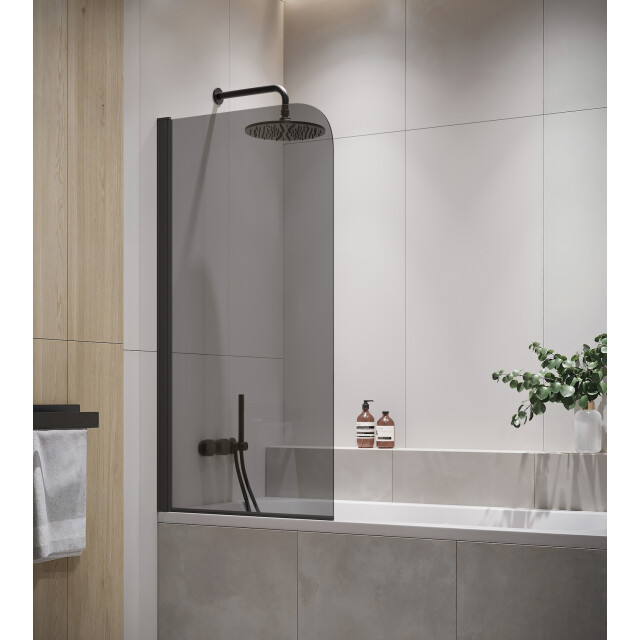 Badplaats Badwand torino 80 x 140 cm rookglas zwart badscherm draaibaar 5 3182074 large